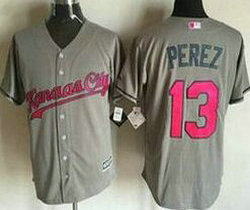 Kansas City Royals #13 Salvador Perez Grey Mother's Day Game Authentic Stitched MLB jersey