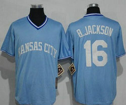 Kansas City Royals #16 Bo Jackson Light Blue Pullover Throwback Authentic Stitched MLB Jersey
