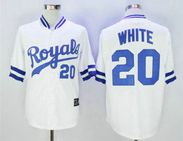 Kansas City Royals #20 Frank White White Throwback Authentic Stitched MLB jersey