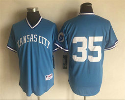 Kansas City Royals #35 Eric Hosmer Light Blue no name Pullover Throwback Stitched MLB Jersey