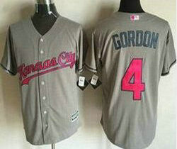 Kansas City Royals #4 Alex Gordon Grey Mother's Day Game Authentic Stitched MLB jersey