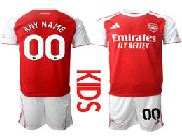 Kids 2025-26 Arsenal Custom Any Name home Soccer Club Jerseys