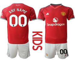 Kids 2025-26 Manchester United any name Home Soccer Club Jersey