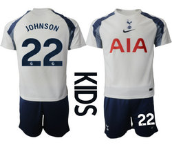 Kids 2025-26 Tottenham Hotspur #22 JOHNSON Home Soccer Club Jersey