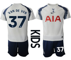 Kids 2025-26 Tottenham Hotspur #37 VAN DE VEN Home Soccer Club Jersey