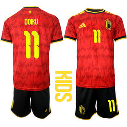 Kids Belgium #11 Doku Home 2026 World Cup Soccer jersey