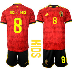 Kids Belgium #8 Tielemans Home 2026 World Cup Soccer jersey