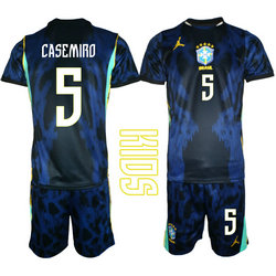 Kids Brazil #5 Casemiro Home Away 2026 World Cup Soccer jersey