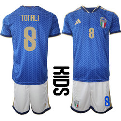 Kids Italy #8 Tonali Home 2026 World Cup Soccer jersey