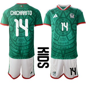 Kids Mexico #14 Chicharito home 2026 World Cup Soccer jerseys