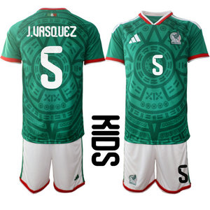 Kids Mexico #5 J.Vasquez home 2026 World Cup Soccer jerseys