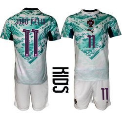 Kids Portugal #11 Joao Felix Away 2026 World Cup Soccer jerseys