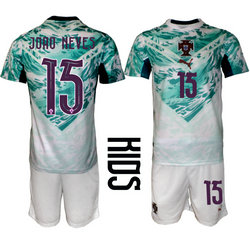 Kids Portugal #15 Joao Neves Away 2026 World Cup Soccer jerseys