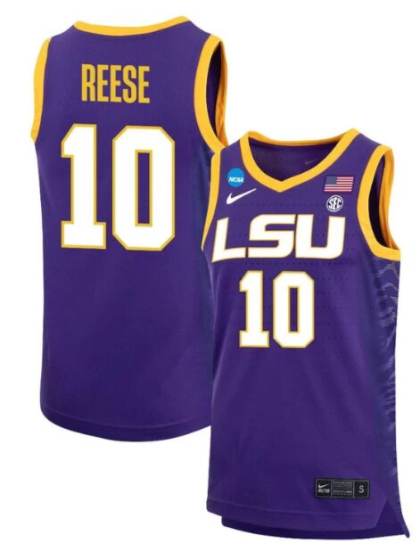 Custom LSU Tigers #10 Angel Reese Purple 2023 Authentic Jersey