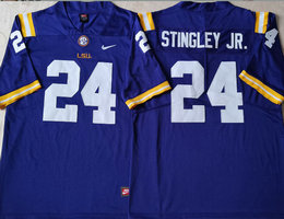 LSU Tigers #24 Derek Stingley Jr Purple Vapor Untouchable Authentic Stitched NCAA Jersey