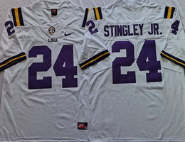 LSU Tigers #24 Derek Stingley Jr White Vapor Untouchable Authentic Stitched NCAA Jersey