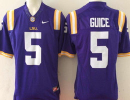 LSU Tigers #5 Derrius Guice Purple Stitched NCAA Jersey