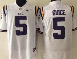 LSU Tigers #5 Derrius Guice White Stitched NCAA Jersey