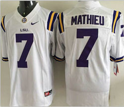 LSU Tigers #7 Tryann Mathieu White College Football Jersey
