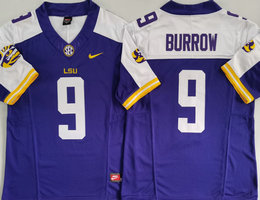 LSU Tigers #9 Joe Burrow Purple 2024 College Football Jersey