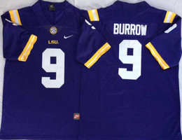 LSU Tigers #9 Joe Burrow Purple Vapor Untouchable College Football Jersey