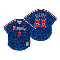 Los Angeles Angels of Anaheim #28 Andrew Heaney Navy BAPE x Mitchell & Ness Jersey