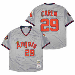 Los Angeles Angels of Anaheim #29 Rod Carew Grey Pullover Throwback Authentic Stitched MLB jersey