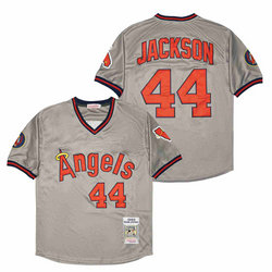 Los Angeles Angels of Anaheim #44 Reggie Jackson Crey Pullover 1985 Throwback Authentic MLB Jersey