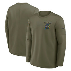 Los Angeles Chargers Olive 2025 Salute To Service Sideline Coaches Therma-FIT Long Sleeve Shirt