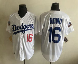 Los Angeles Dodgers #16 Hideo Nomo White Throwback Authentic Stitched MLB jersey