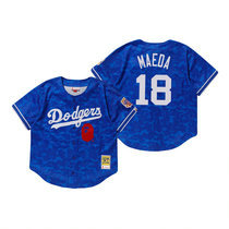 Los Angeles Dodgers #18 Kenta Maeda BAPE x Mitchell & Ness Blue Jersey