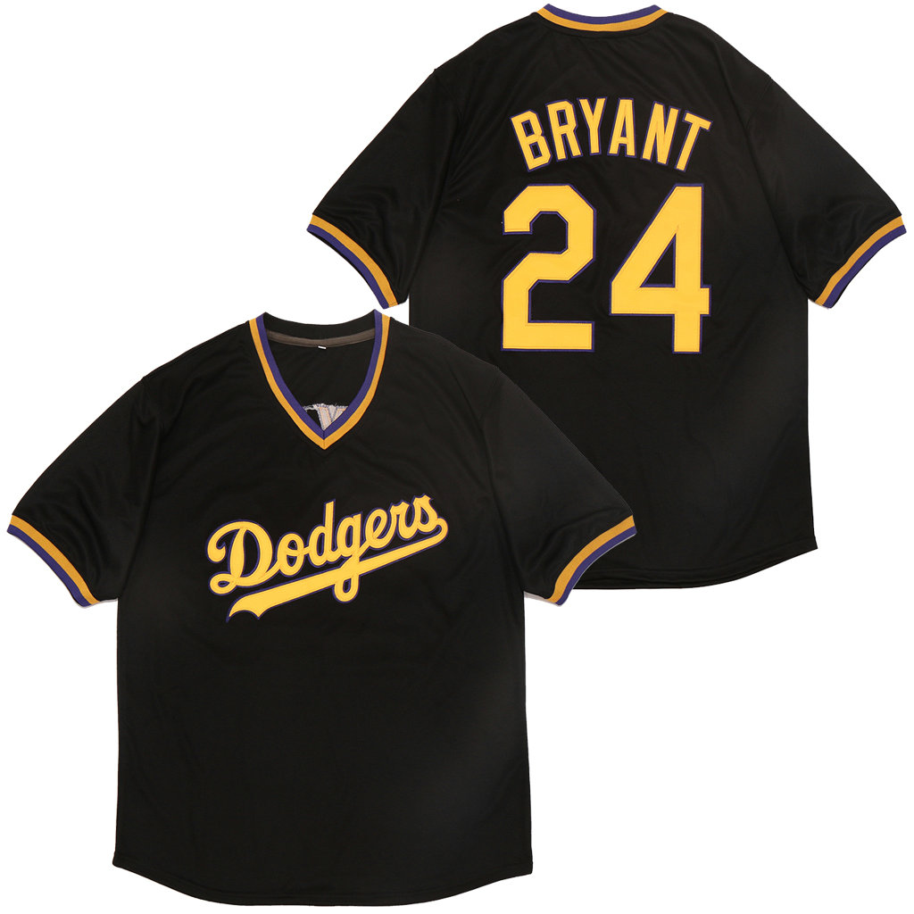 Los Angeles Dodgers #24 Kobe bryant Black Pullover Throwback  Authentic Stitched MLB Jersey