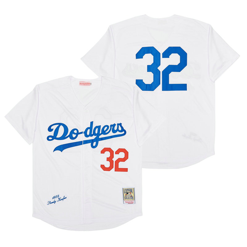 Los Angeles Dodgers #32 Sandy Koufax White no name Throwback Authentic Stitched MLB jersey