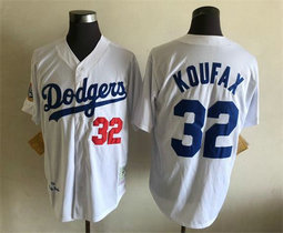 Los Angeles Dodgers #32 Sandy Koufax White Throwback Authentic Stitched MLB jersey