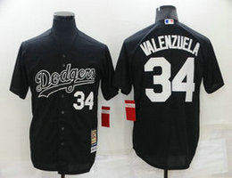 Los Angeles Dodgers #34 Fernando Valenzuela Black Throwback Game Authentic Stitched MLB Jersey