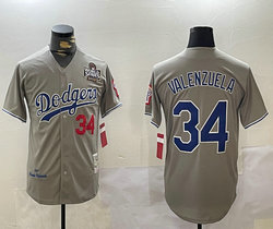 Los Angeles Dodgers #34 Fernando Valenzuela Gray 2024 World Series Throwback Authentic Stitched MLB Jersey