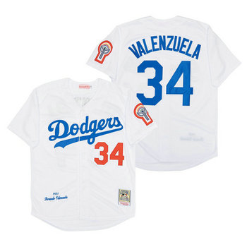 Los Angeles Dodgers #34 Fernando Valenzuela White Throwback 1981 Authentic Stitched MLB jersey