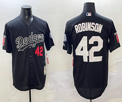 Los Angeles Dodgers #42 Jackie Robinson Black Throwback Authentic Stitched MLB jersey