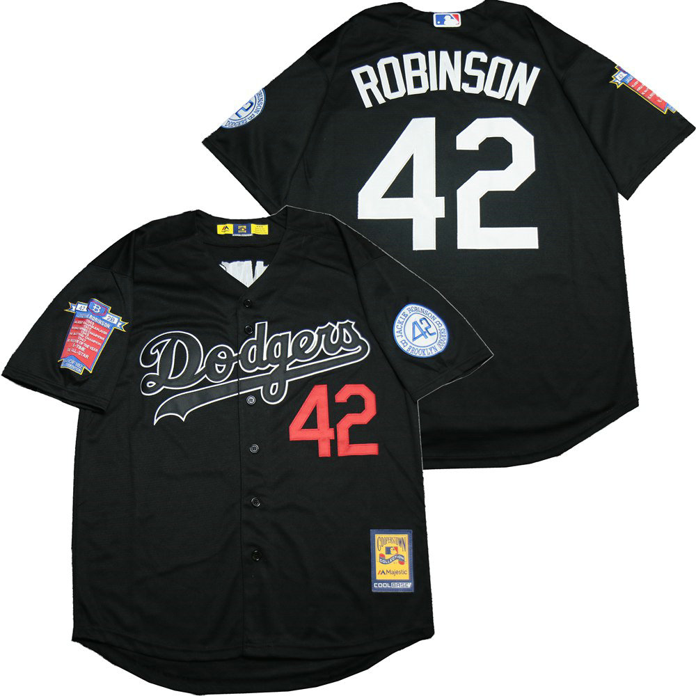 Los Angeles Dodgers #42 Jackie Robinson Black honor Throwback Authentic Stitched MLB jersey