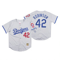 Los Angeles Dodgers #42 Jackie Robinson Gray Mitchell & Ness Authentic Stitched MLB Jersey