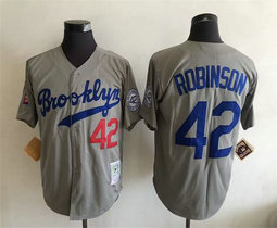 Los Angeles Dodgers #42 Jackie Robinson Gray Throwback Authentic Stitched MLB jersey