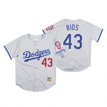 Los Angeles Dodgers #43 Edwin Rios Gray Mitchell & Ness Authentic Stitched MLB Jersey