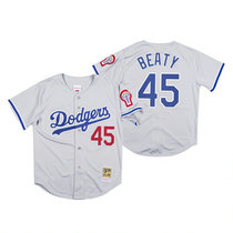 Los Angeles Dodgers #45 Matt Beaty Gray Mitchell & Ness Authentic Stitched MLB Jersey