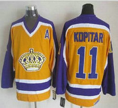 Los Angeles Kings #11 Anze Kopitar Yellow Purple CCM Throwback Authentic Stitched NHL Jersey