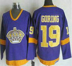 Los Angeles Kings #19 Butch Goring Purple Yellow CCM Throwback Stitched NHL Jersey