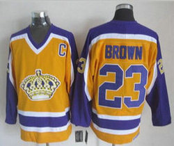 Los Angeles Kings #23 Dustin Brown Yellow Purple CCM Throwback Authentic Stitched NHL Jersey