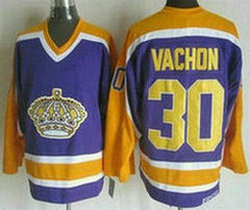 Los Angeles Kings #30 Rogie Vachon Purple With Yellow Throwback CCM Jersey