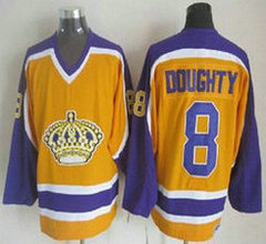 Los Angeles Kings #8 Drew Doughty Yellow Purple CCM Throwback Authentic Stitched NHL Jersey