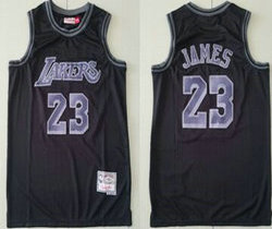 Los Angeles Lakers #23 Lebron James Black Hardwood Classics Authentic Stitched NBA Jersey