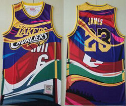 Los Angeles Lakers #23 Lebron James Hardwood Classics Authentic Stitched NBA Jersey